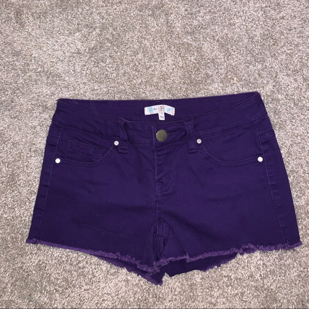 love Fire purple jean shorts size 1 - Picture 2 of 6